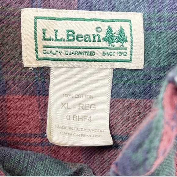 LL BEAN Men’s Red Green Plaid 100% Cotton Long Sleeve Button Down Shirt Size XL - Picture 6 of 7